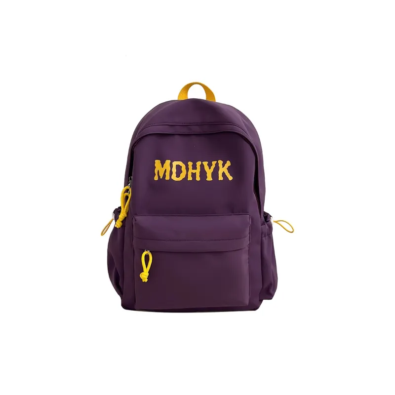 WICKBUEN Nylon Backpack Unisex White/Black/Purple/Yellow-12