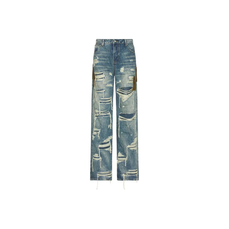Who Decides War Side Patch Relaxation Denim Jeans-0