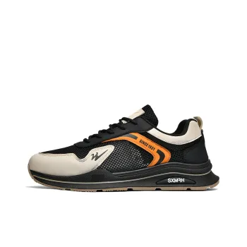 Binary Slip Resistant, Breathable, Lightweight Low Top Casual Shoes Men's Black Orange