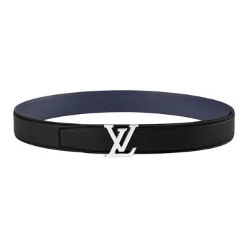 LOUIS VUITTON Leather Leather Belts Unisex Black Width  3.5cm
