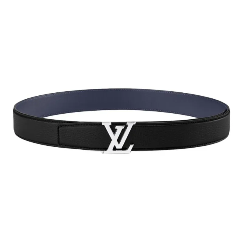 LOUIS VUITTON Leather Leather Belts Unisex Black Width: 3.5cm-0