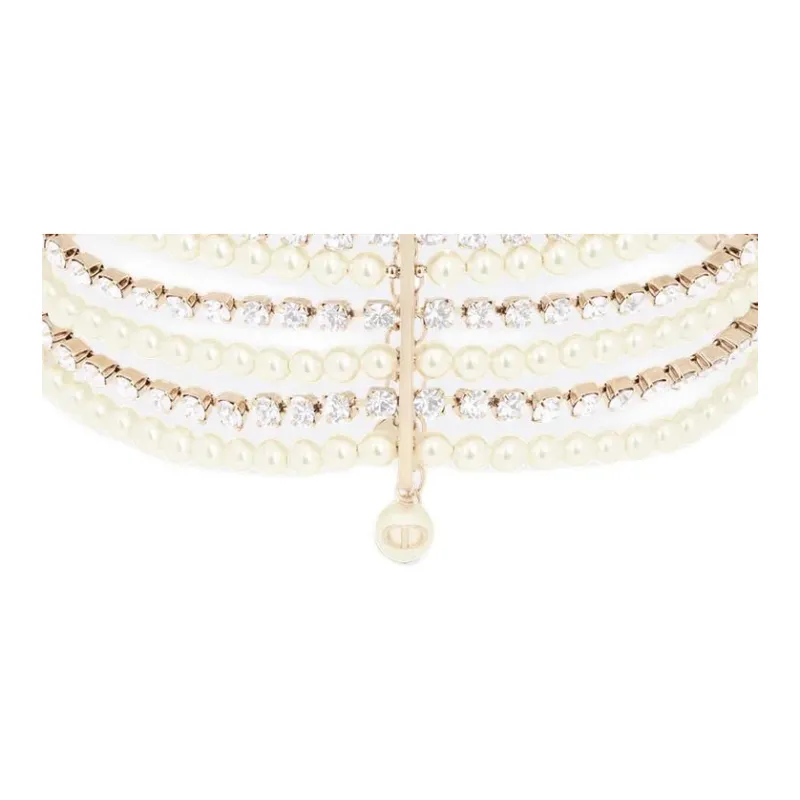DIOR Metal, Resin, Faux Crystal Necklaces Women's White-1