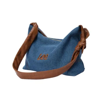 Lee Fabric+Artificial Leather Crossbody Bag, Shoulder Bag, Messenger Bag Large Size Women's Denim Blue
