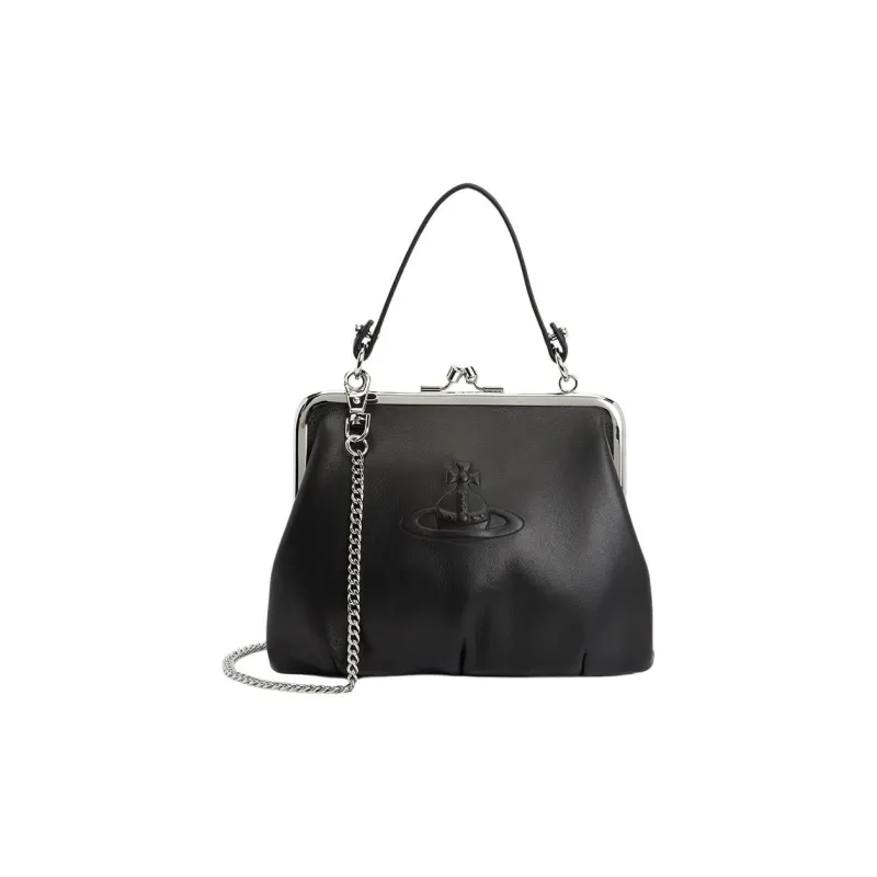 Vivienne Westwood Nappa Leather Shoulder Bag, Crossbody Bag, Handbag Women's Black-0