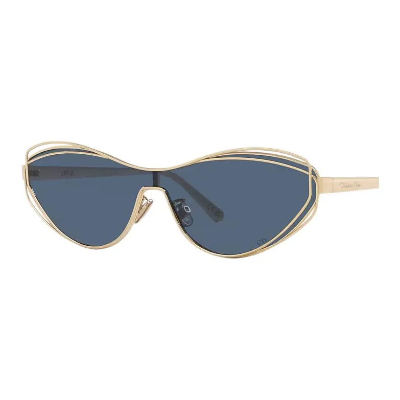 DIOR Metal Irregular Shape Sunglasses Unisex Gold-1
