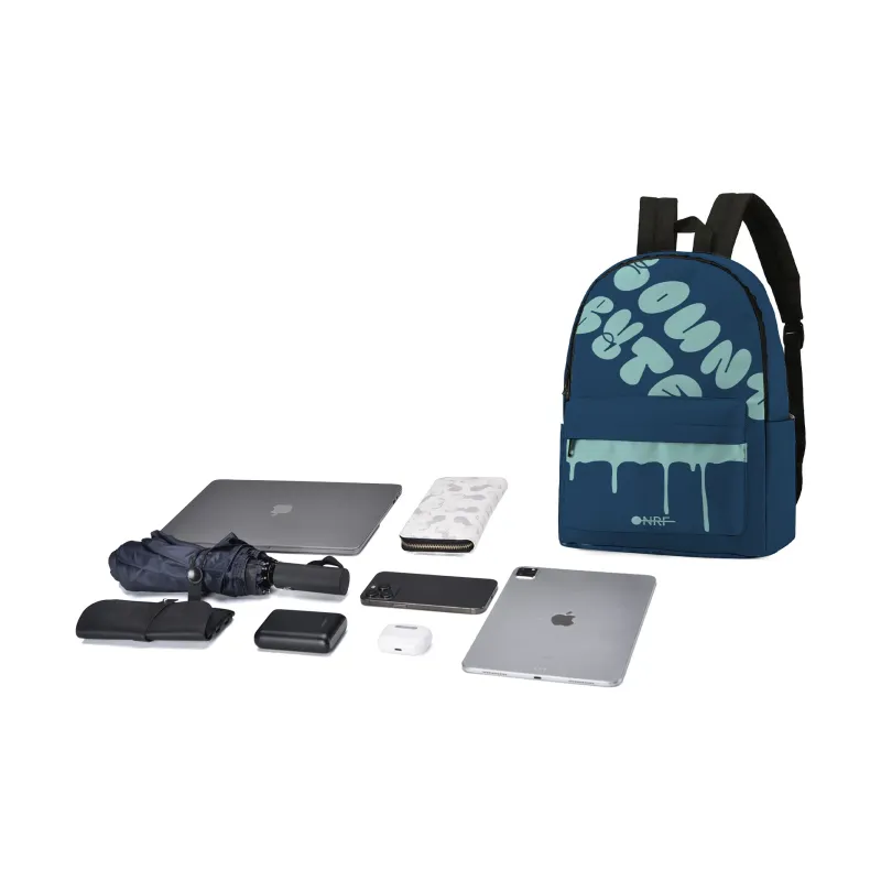 ONRF Polyester Students Backpack Laptop Bag Unisex Blue-5