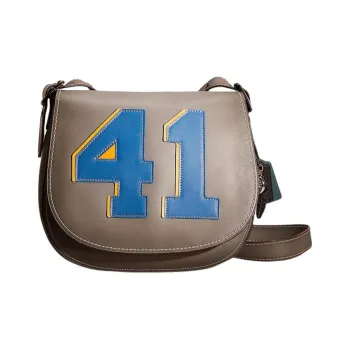 COACH Saddle Glove Tanning Saddle Bag Shoulder Bag Crossbody Bag Large Size Women's Heather Gray