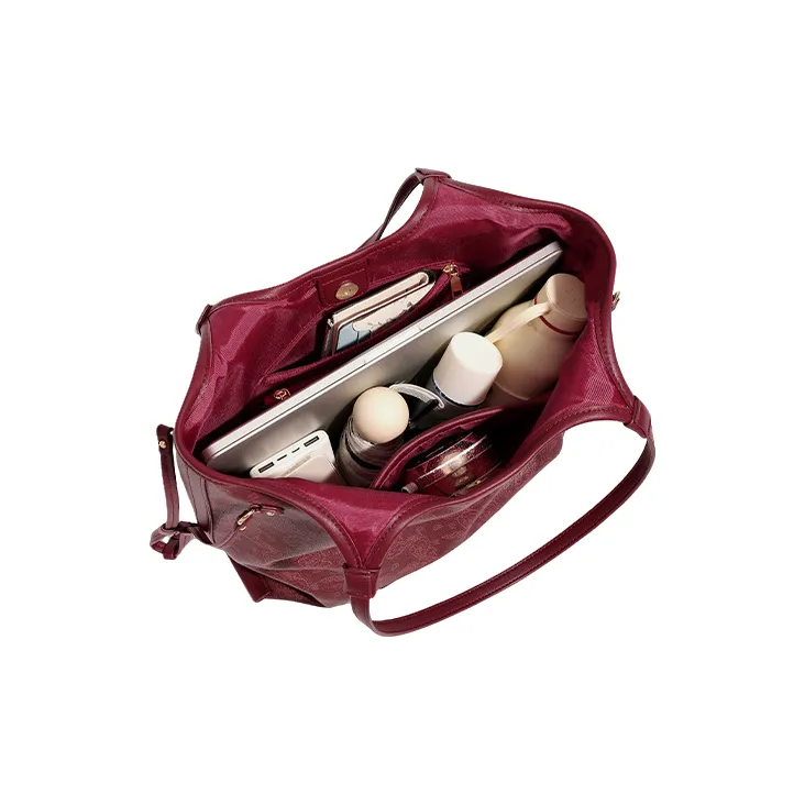 PAYOT Synthetic Leather Vermilion Tote Bag, Shoulder Bag Regular Women's Burgundy-2