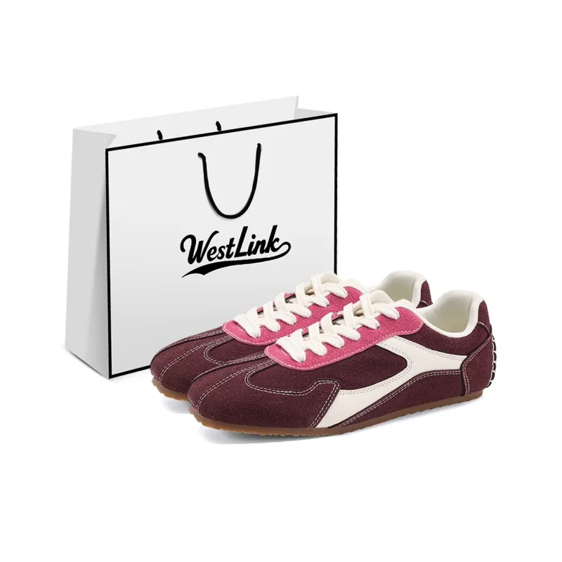 WESTLINK Breathable Lightweight Height Increasing Low Top Casual Shoes Women's Burgundy-0