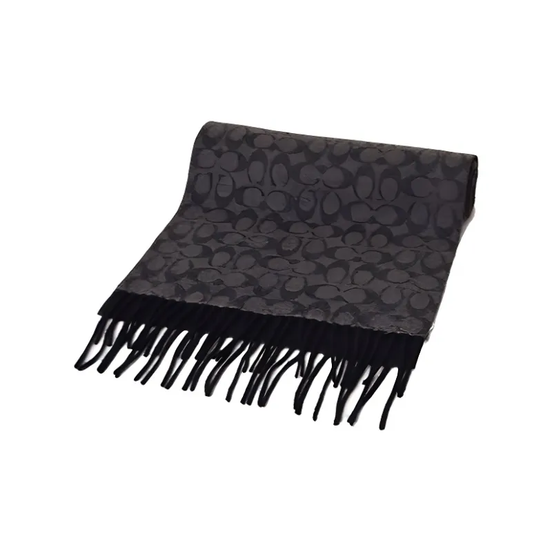 COACH Wool Knit Scarves Men's Black-4