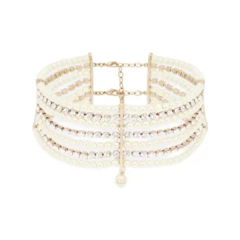 DIOR Metal, Resin, Faux Crystal Necklaces Women's White