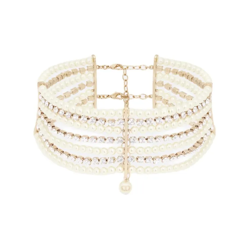DIOR Metal, Resin, Faux Crystal Necklaces Women's White-0