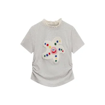 DOKZB T Shirts Women's White Gray
