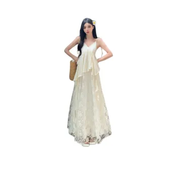Si Bei'er Slip Dresses Women's Cream Apricot