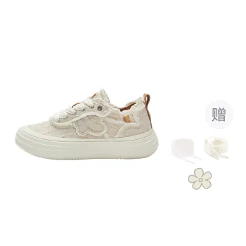 WE FLOWER Low Top Skateboard Shoes Unisex Pearl White