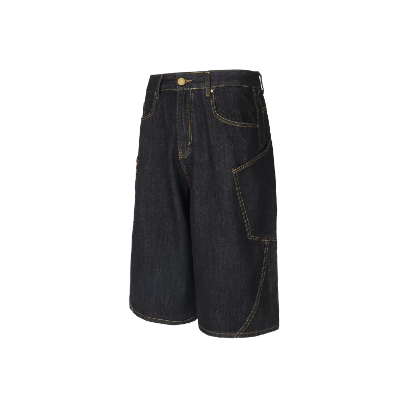 TESTUNG Denim Shorts Unisex Red-2