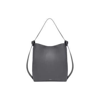 JIL SANDER Calfskin Hobo Bag Handbag Medium Size Women's Gray