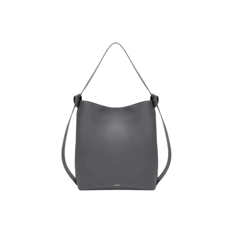 JIL SANDER Calfskin Hobo Bag Handbag Medium Size Women's Gray-0