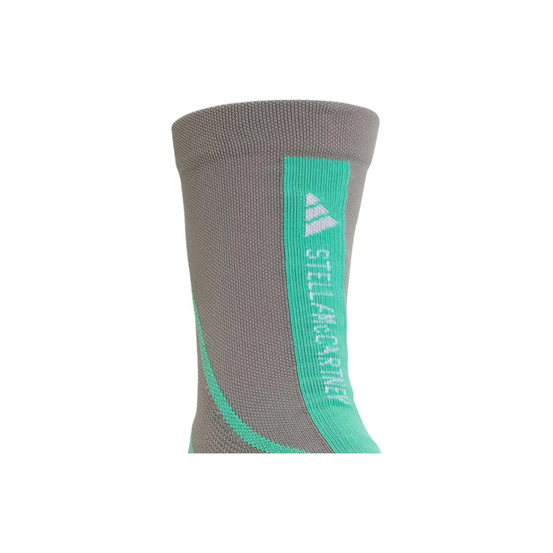Adidas AEROREADYStella McCartney CREW SOCKS Mid Calf Socks Unisex 1 Pack Dove Gray With Bright Green-2