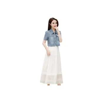 YIRANCHUN Two Piece Skirt Sets Women's White Outerwear+Tank Dress
