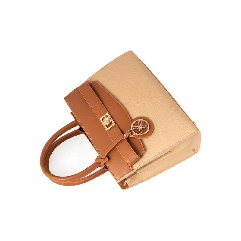 Vigno Synthetic Leather Shoulder Bag, Crossbody Bag, Handbag Regular Women's Brown & Apricot-2