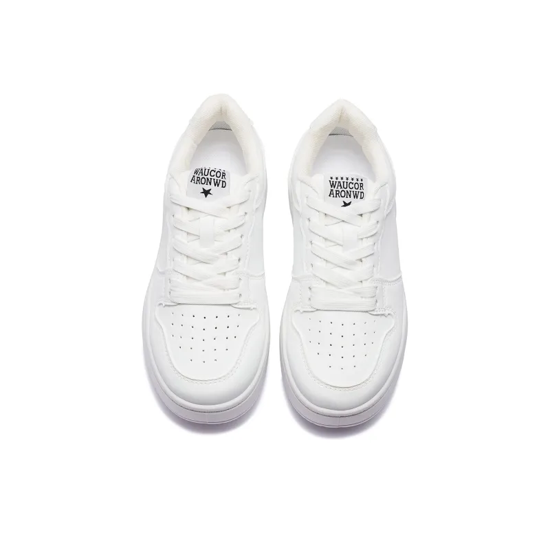 VKOI 1999 Slip Resistant Lightweight Height Increasing Low Top Skateboard Shoes Women's White-4