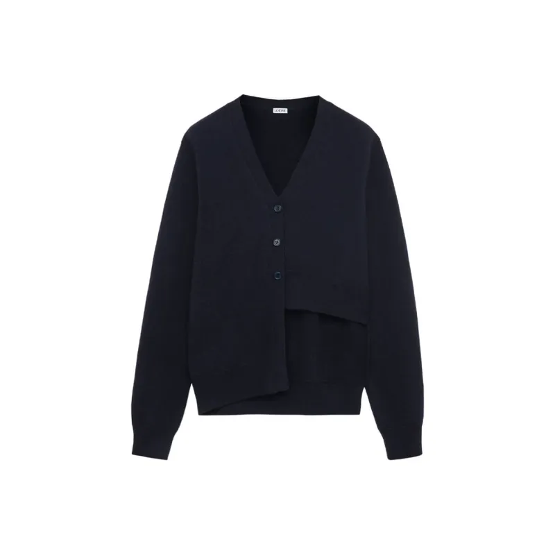 LOEWE Asymmetric Cardigan 'Dark Navy'-0