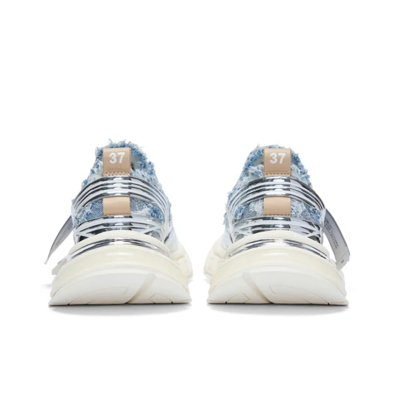 SMILEREPUBLIC SKYLINE Cushioning Height Increase Low Top Chunky Sneakers Unisex Blue White-4