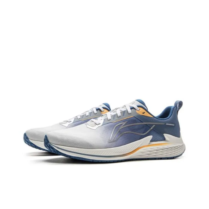 LiNing Anti Slip Wear Resistant Low Top Casual Running Shoes Men's White Blue-2