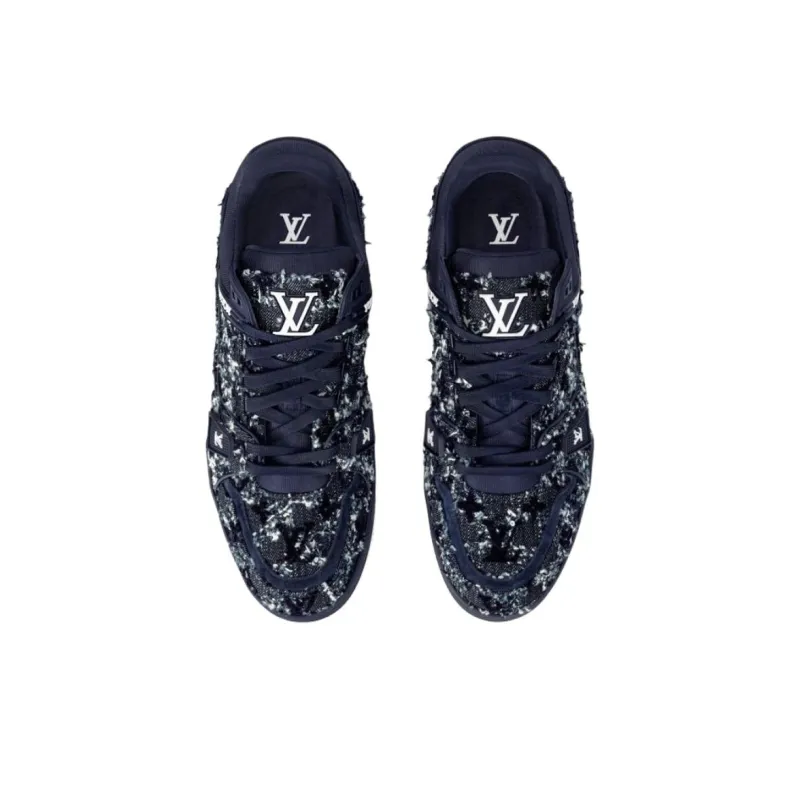 LOUIS VUITTON Trainer Low Top Skateboard Shoes Men's Dark Blue-3