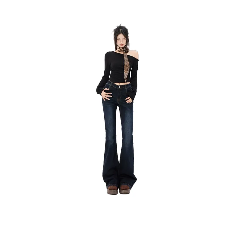 YINLEI Jeans Women's Dark Blue-0