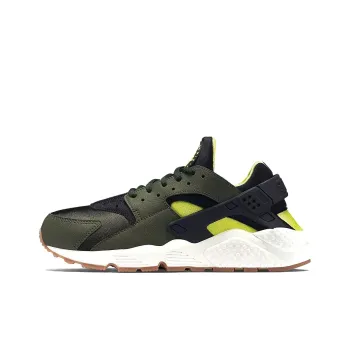 Nike Air Huarache Run Cushioning, Wear Resistant Low Top Casual Running Shoes Women's Green Black