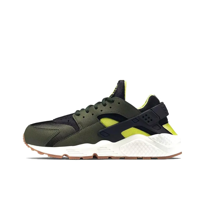 Nike Air Huarache Run Cushioning, Wear Resistant Low Top Casual Running Shoes Women's Green Black-0
