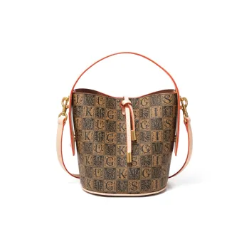 GUSKI Top Grain Cow Leather Bucket Bag Handbag Regular Women's Multicolor