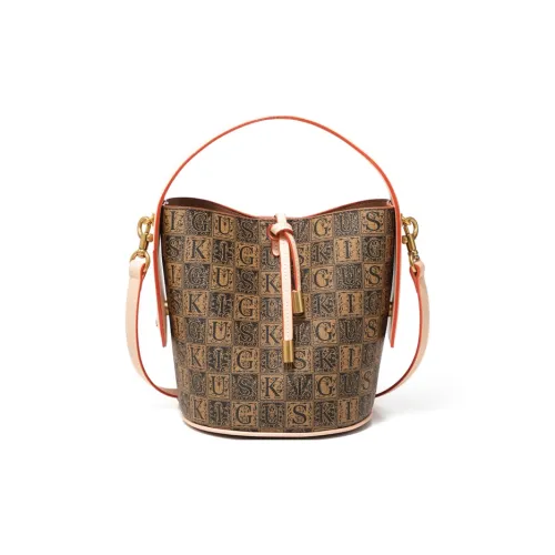 GUSKI Top Grain Cow Leather Bucket Bag Handbag Regular Women's Multicolor