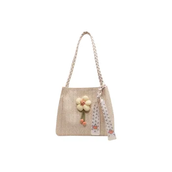 Land Gulls Woven Tote Bag, Shoulder Bag Women's Ecru/Green