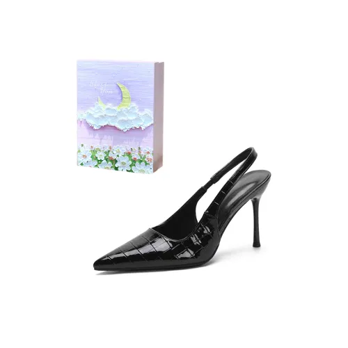 ROBINHOOD Purple Moon Galaxy Box High Heels Women's Black