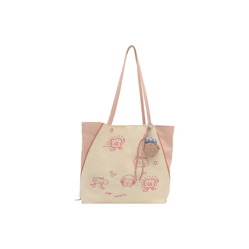 Land Gulls Canvas Tote Bag, Shoulder Bag Women's Pink/Silver-0