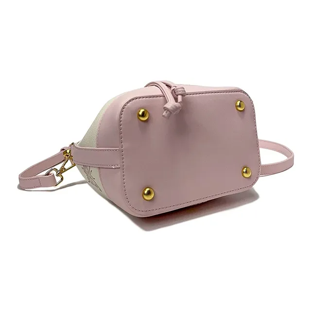 ESNSY Fabric Bucket Bag, One Shoulder Handbag Regular Women's Pink-4