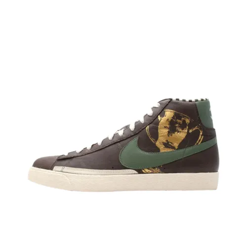 Nike Blazer High Anti Slip Wear Resistant Mid Top Skateboard Shoes Men's Brown Green
