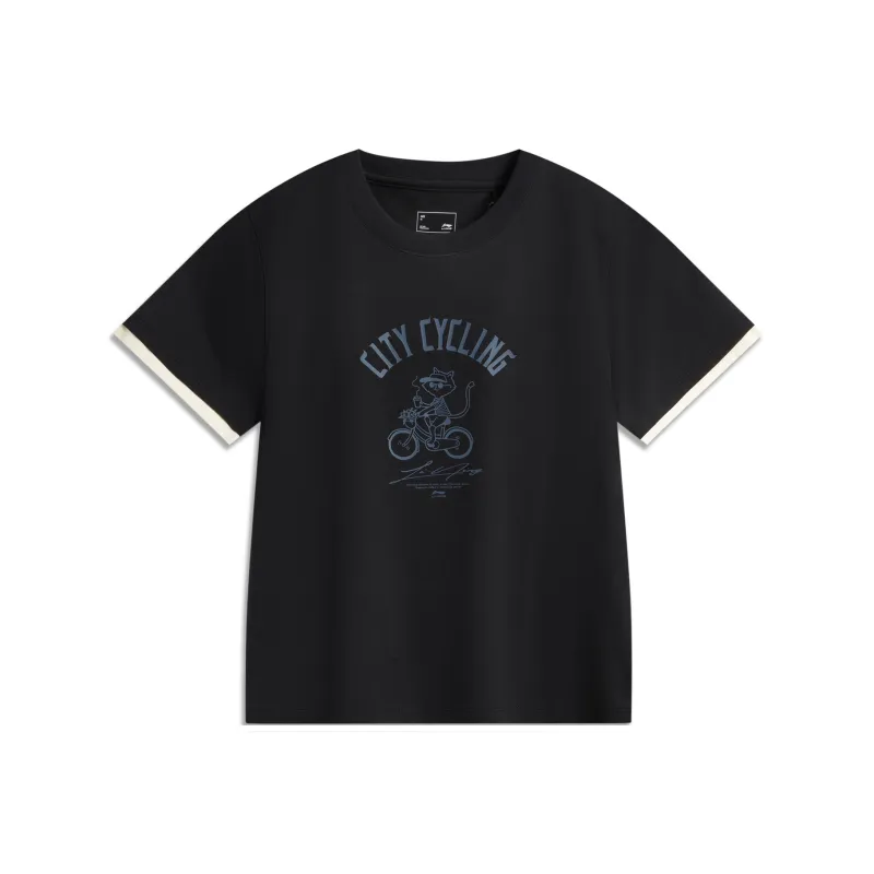 LiNing Sports Life Collection T Shirt Women's Deep Mysterious Blue-0