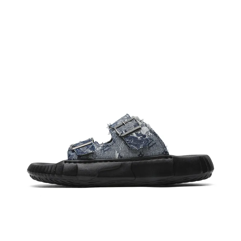 QIUTEXIONG Beach Sandals Men's Dark Blue Denim-0