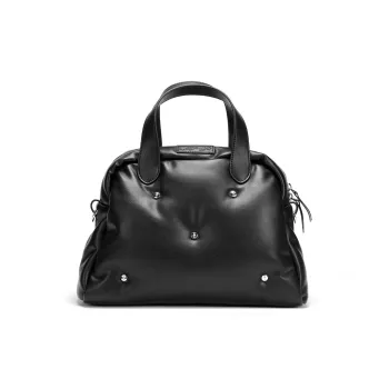 Ed Hardy Ed Hardy Classic Series Cow Leather Tote Shoulder Bag, Crossbody Bag, Handbag Women's Black/Ecru