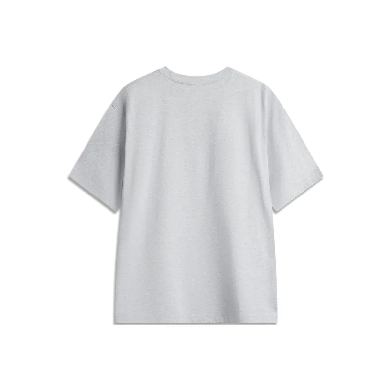 LiNing Sports Life Collection T Shirt Unisex Heather Gray Light Lime-1