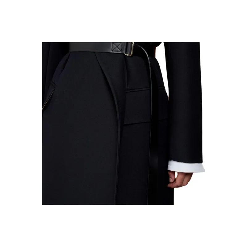 MaxMara Silva Collection Oversized Blazer Coat In Wool And Silk Cady Business Suit Women's Black-4