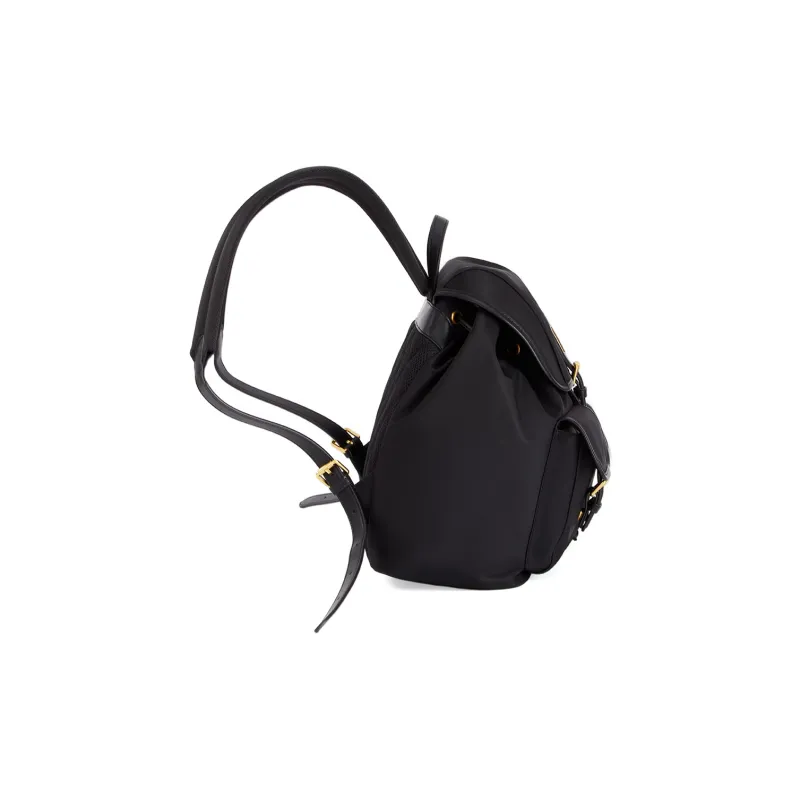 AQUASCUTUM Nylon With Cow Leather Backpack Medium Size Unisex Black-4