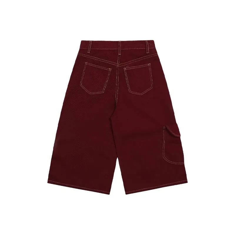 MOONCORE Denim Shorts Women's Red-1