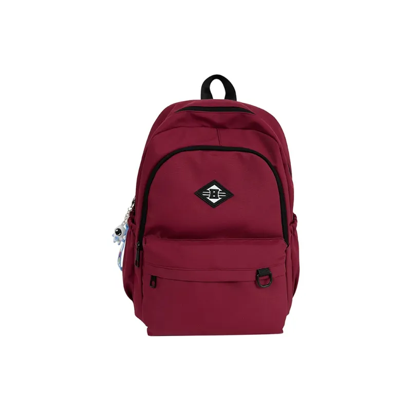 WICKBUEN Nylon Backpack Unisex Gray/Black/Red/White-12