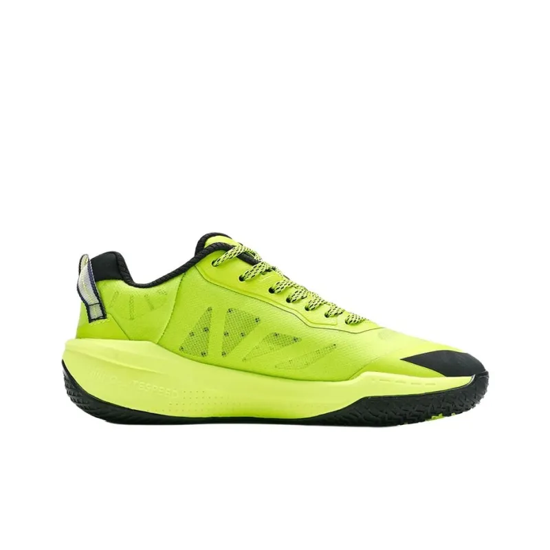 QIAODAN FETEAM Anti Slip Wear Resistant Low Top Basketball Shoes Men's Sour Lime Green Black-1