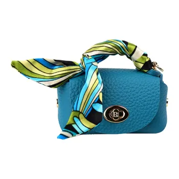 THCN Genuine Leather Pebble Texture Leather Crossbody One Shoulder Handbag Women's Blue